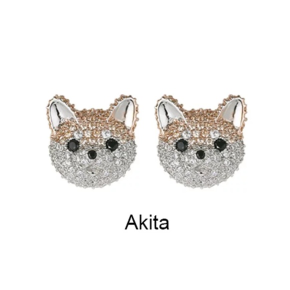 Jewelry - 🆕🐶💎🐕 Akita Dog Pave Crystal Stud Earrings